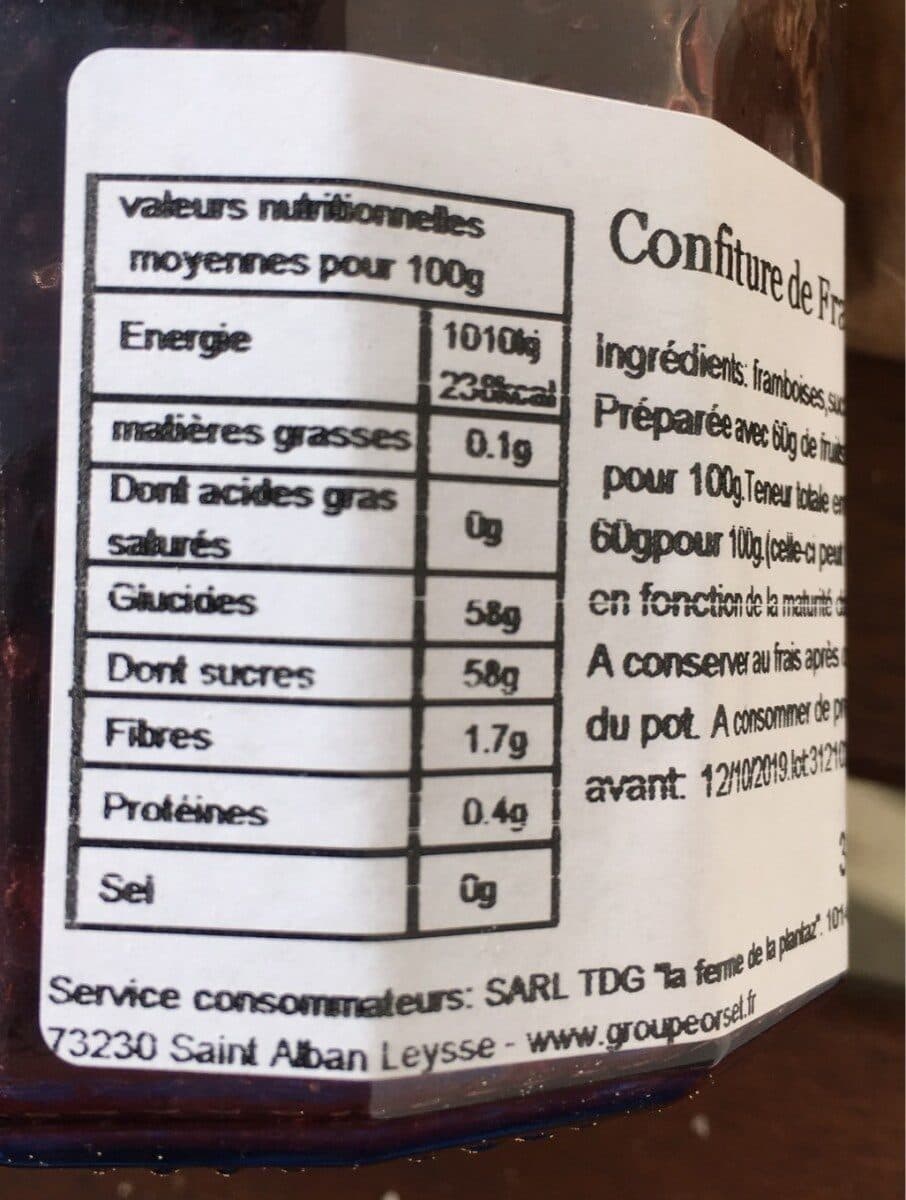 Ferme de la Plantaz Confiture à l'ancienne Framboise packshot