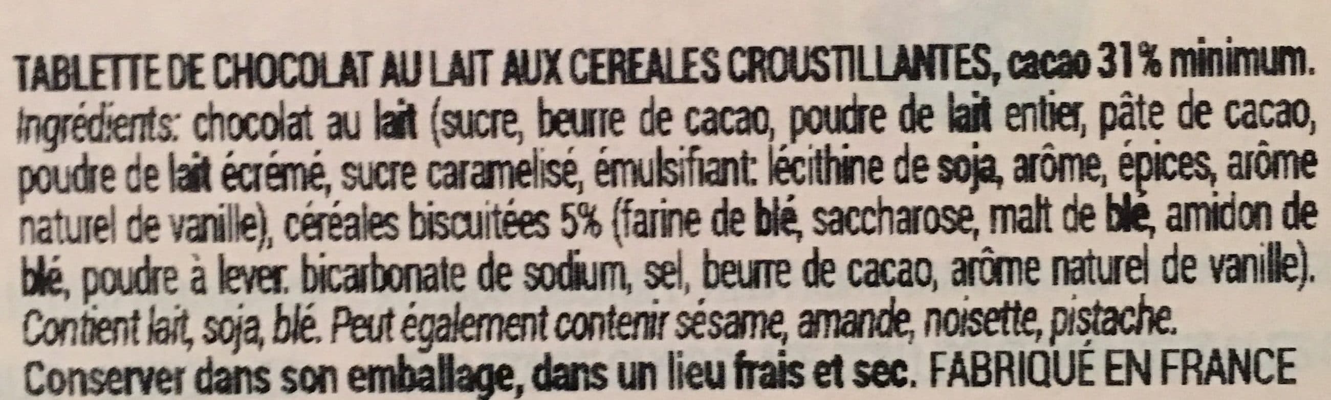 La Cure Gourmande Chocolat au lait croustillant packshot