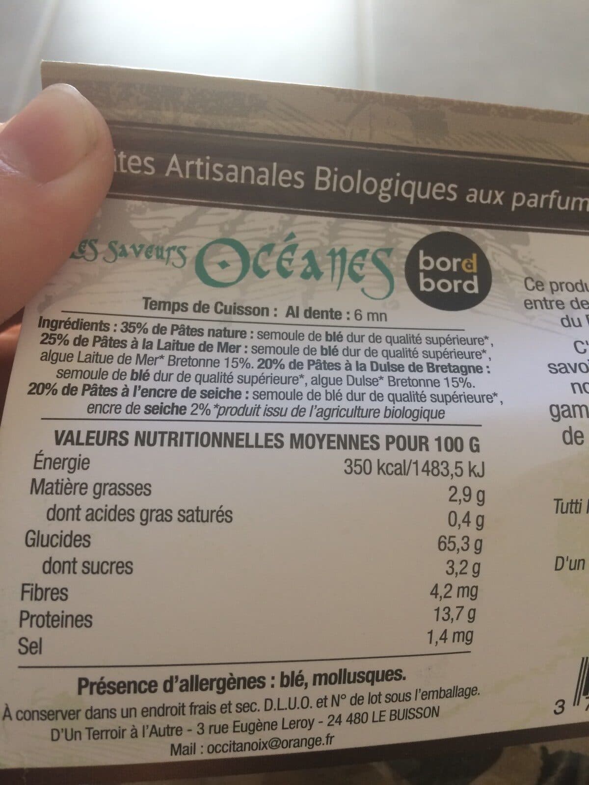 Open Food Facts Pâtes artisanales bio aux parfums de nos terroirs packshot