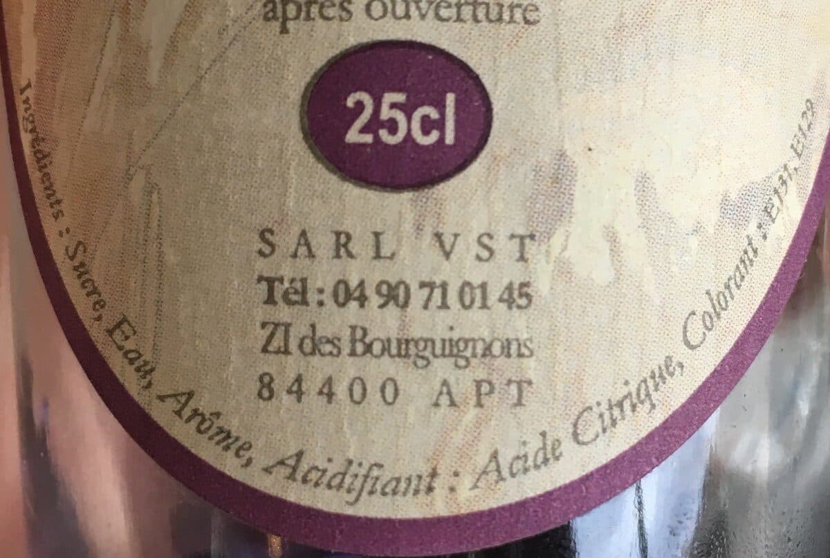 Open Food Facts Sirop violette packshot