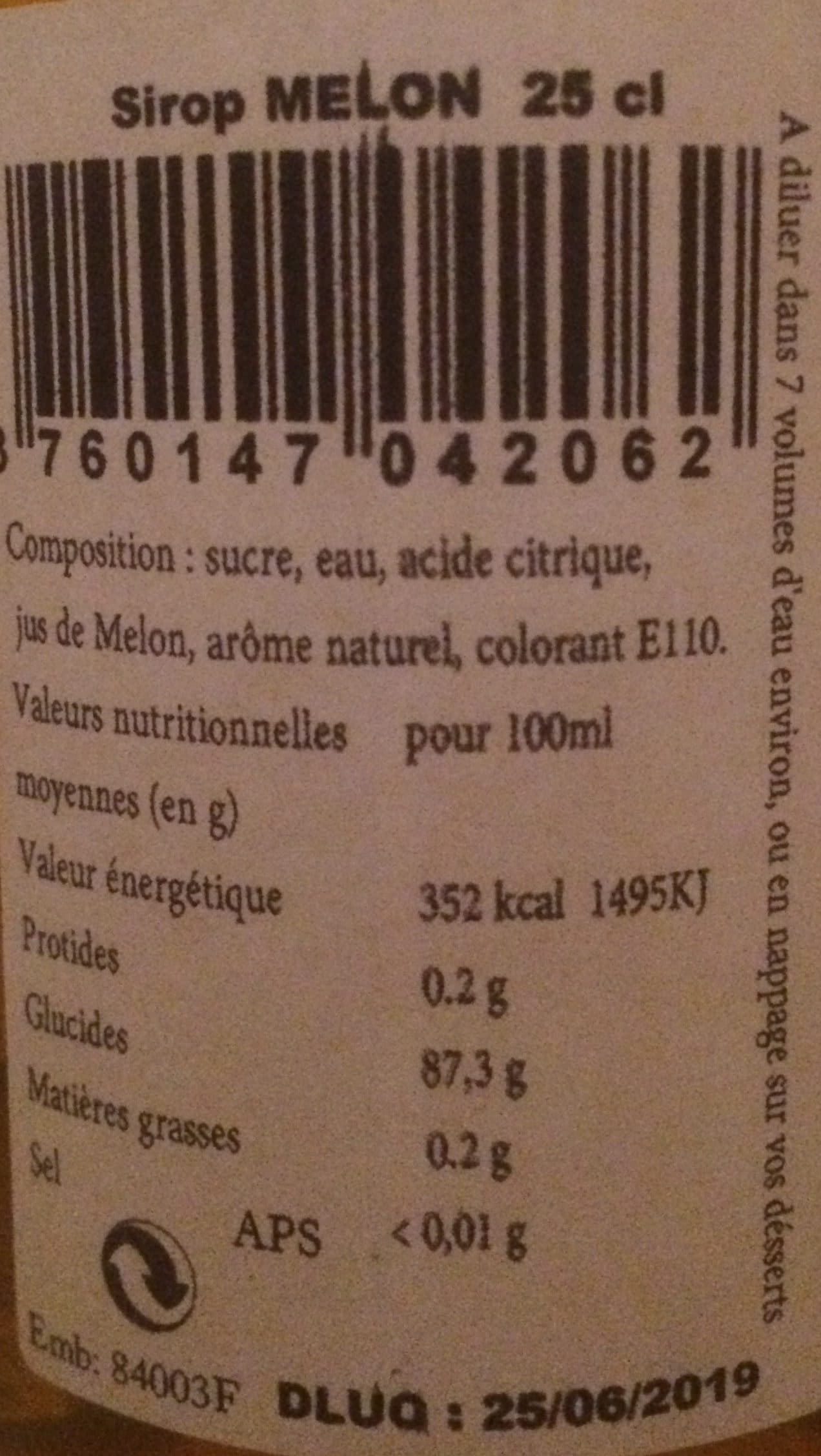 Delices De La Cigale Sirop de melon packshot