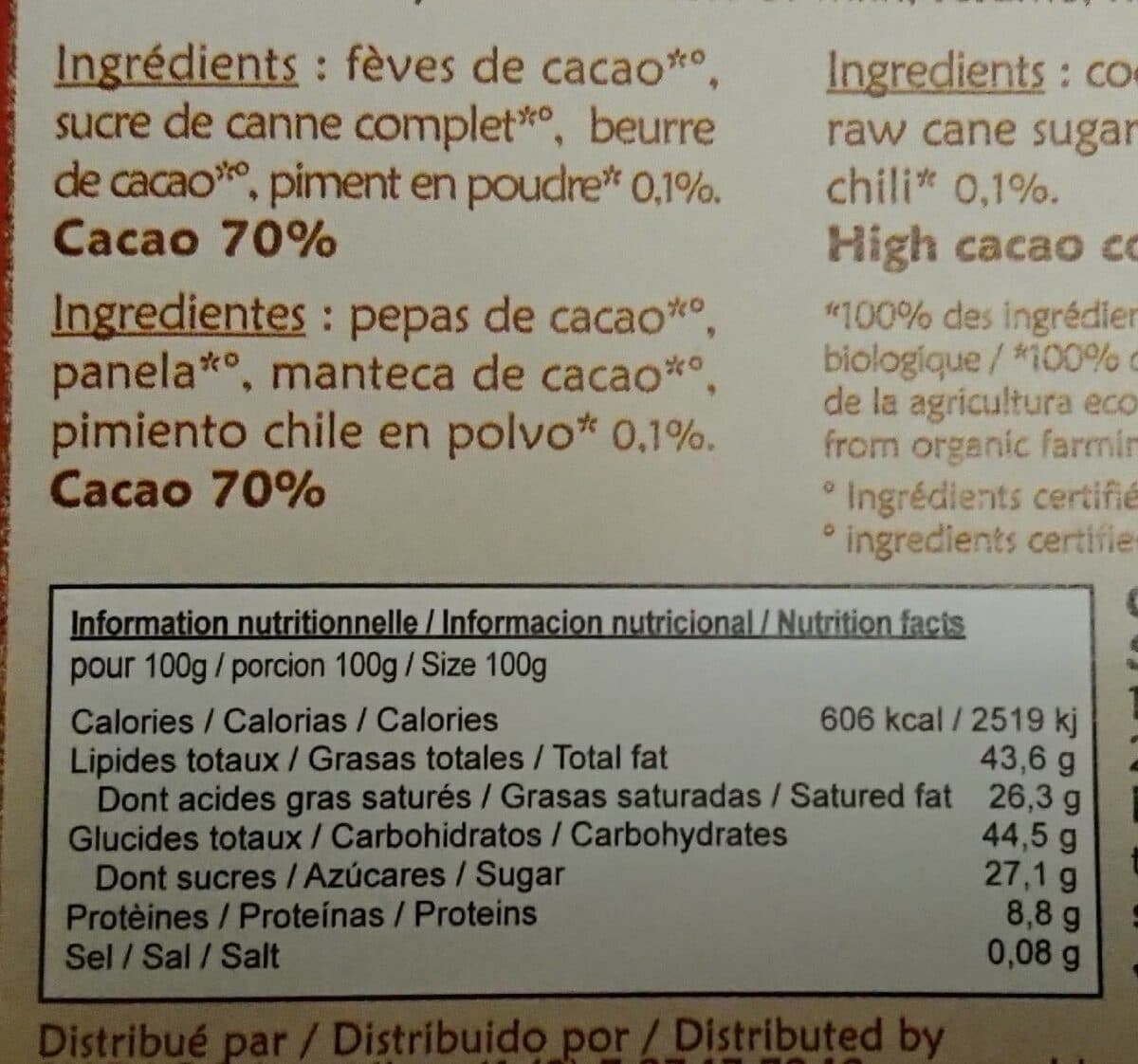 Pangoa Chocolat Noir Piment 70 % packshot