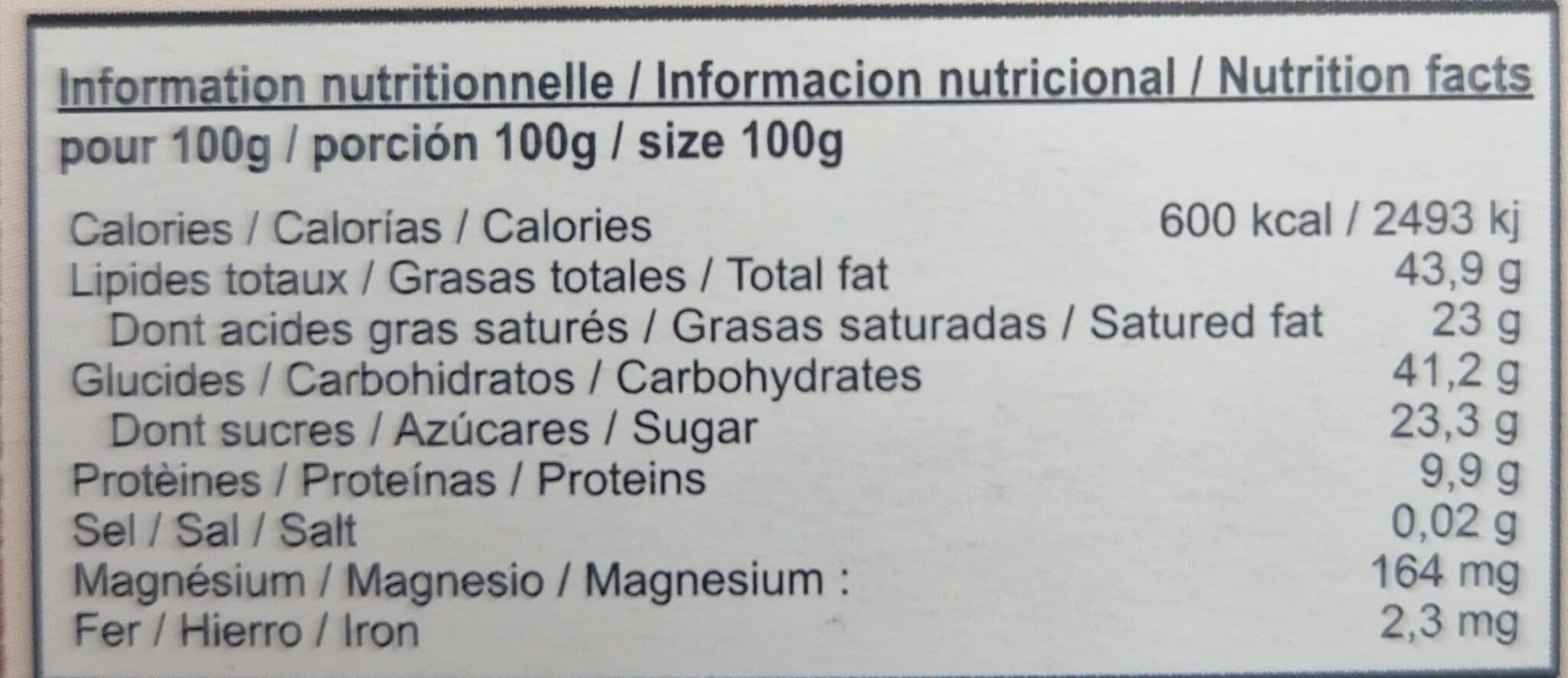Salsac / EL INTI Chocolat cru 75% aux amandes & raisins secs packshot