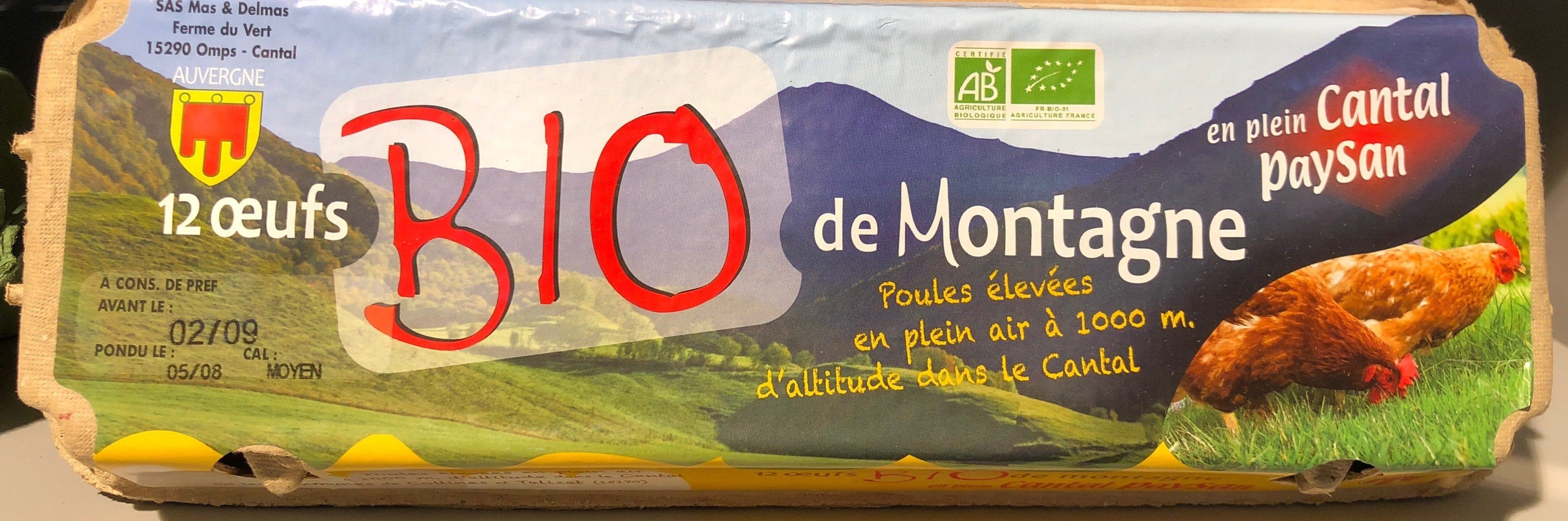 Open Food Facts Oeufs Bio de montagne en plein Cantal paysan packshot
