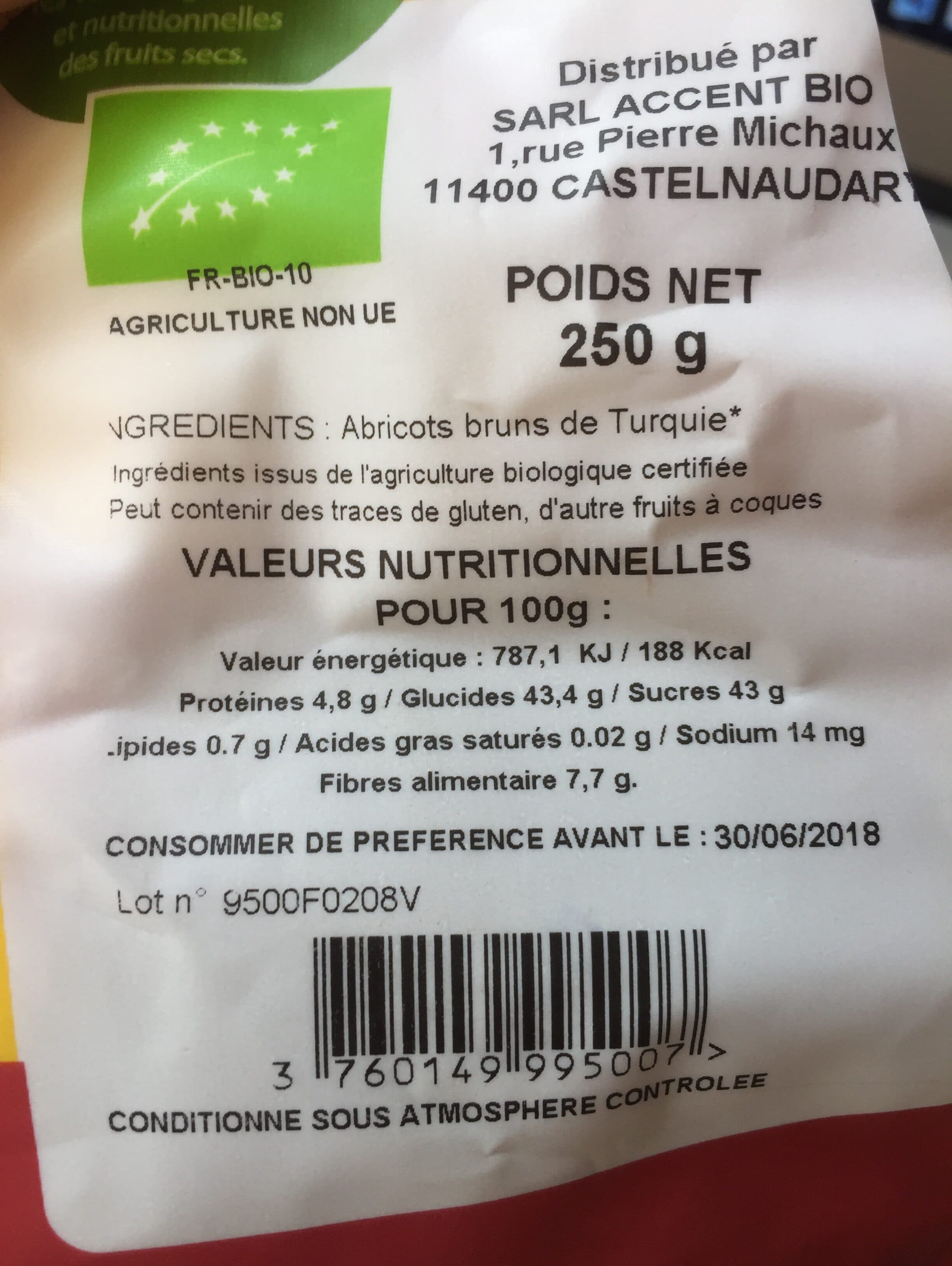 Les Accents Du Soleil Abricots 250g Région de Malatya (Turquie) packshot