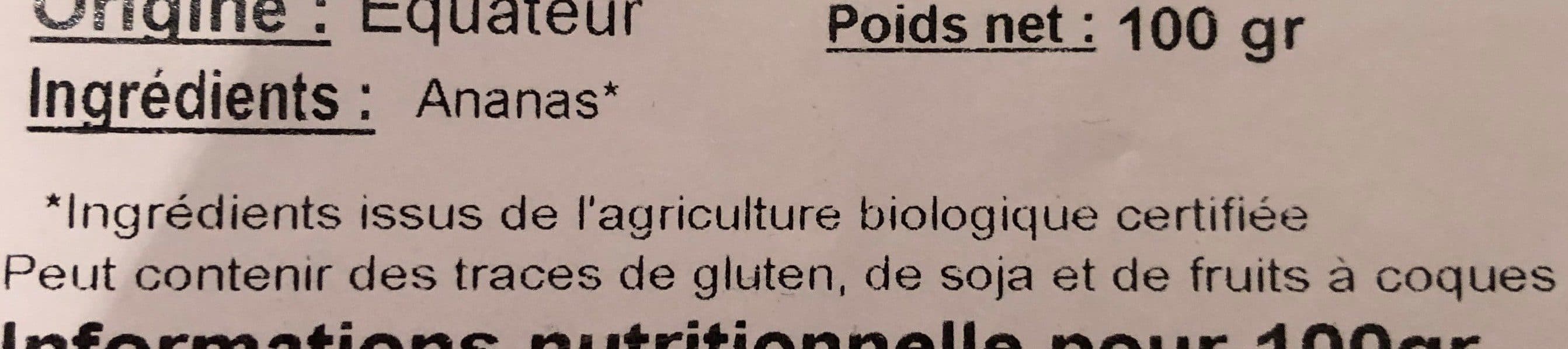 Les accents du soleil Ananas d'Équateur séchés bio packshot