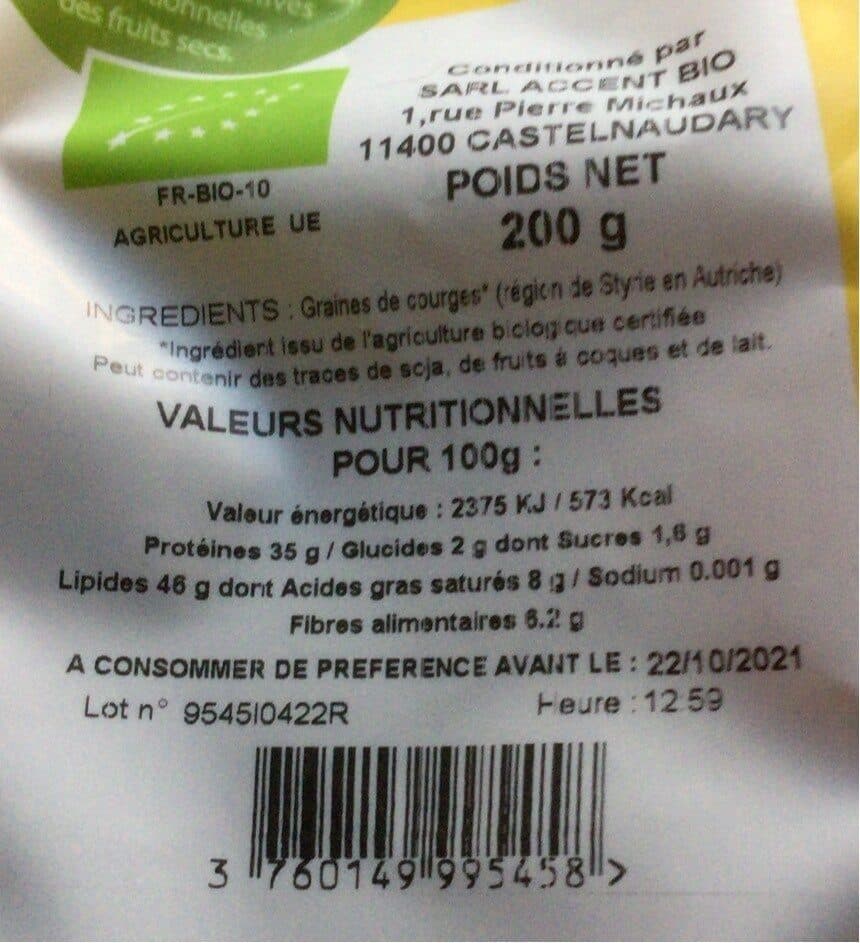 Les Accents Du Soleil Graines de courge bio packshot