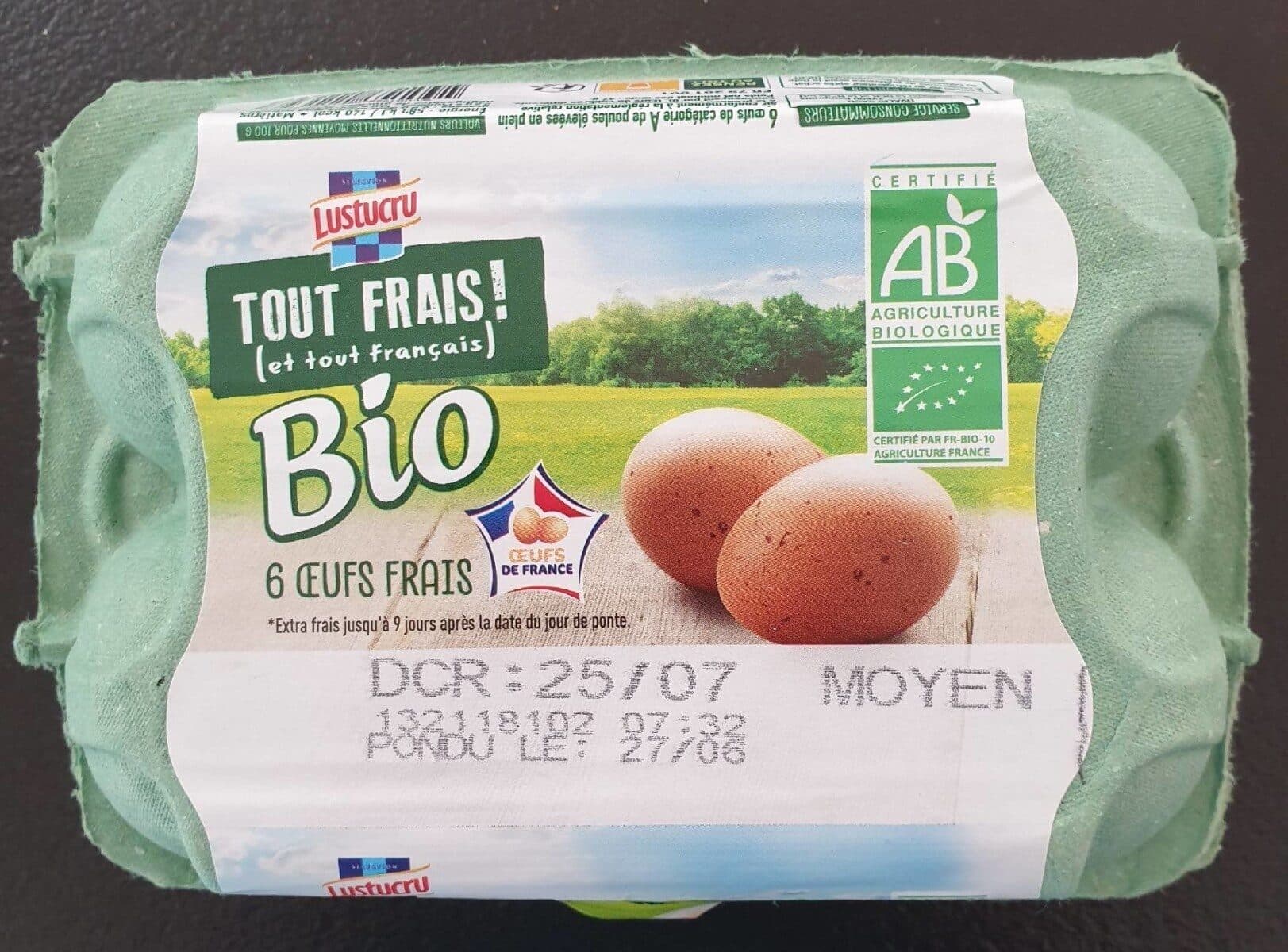 Lustucru 6 œufs frais Bio packshot