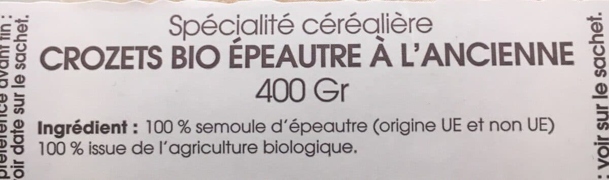 Bio des Alpes Crozets bio épeautre a l'ancienne packshot