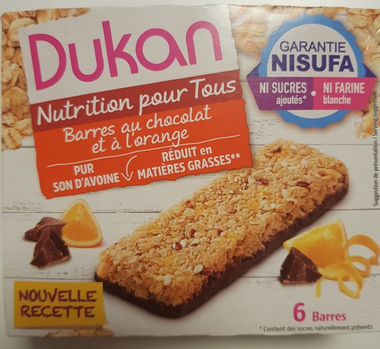 Dukan Barres au chocolat et orange packshot