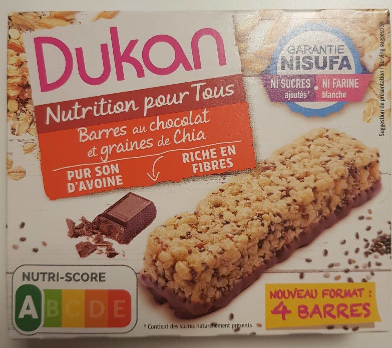 Dukan Barres au chocolat et graines de chia packshot