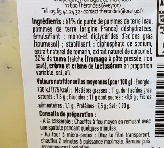 Aligot De Therondels Aligot Thérondels lait pasteurisé 12,7% de MG packshot