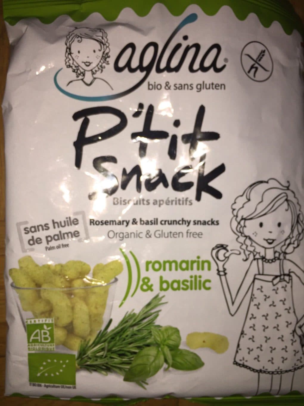 Aglina P’tit snack - Biscuit apéritifs romain & basilic packshot
