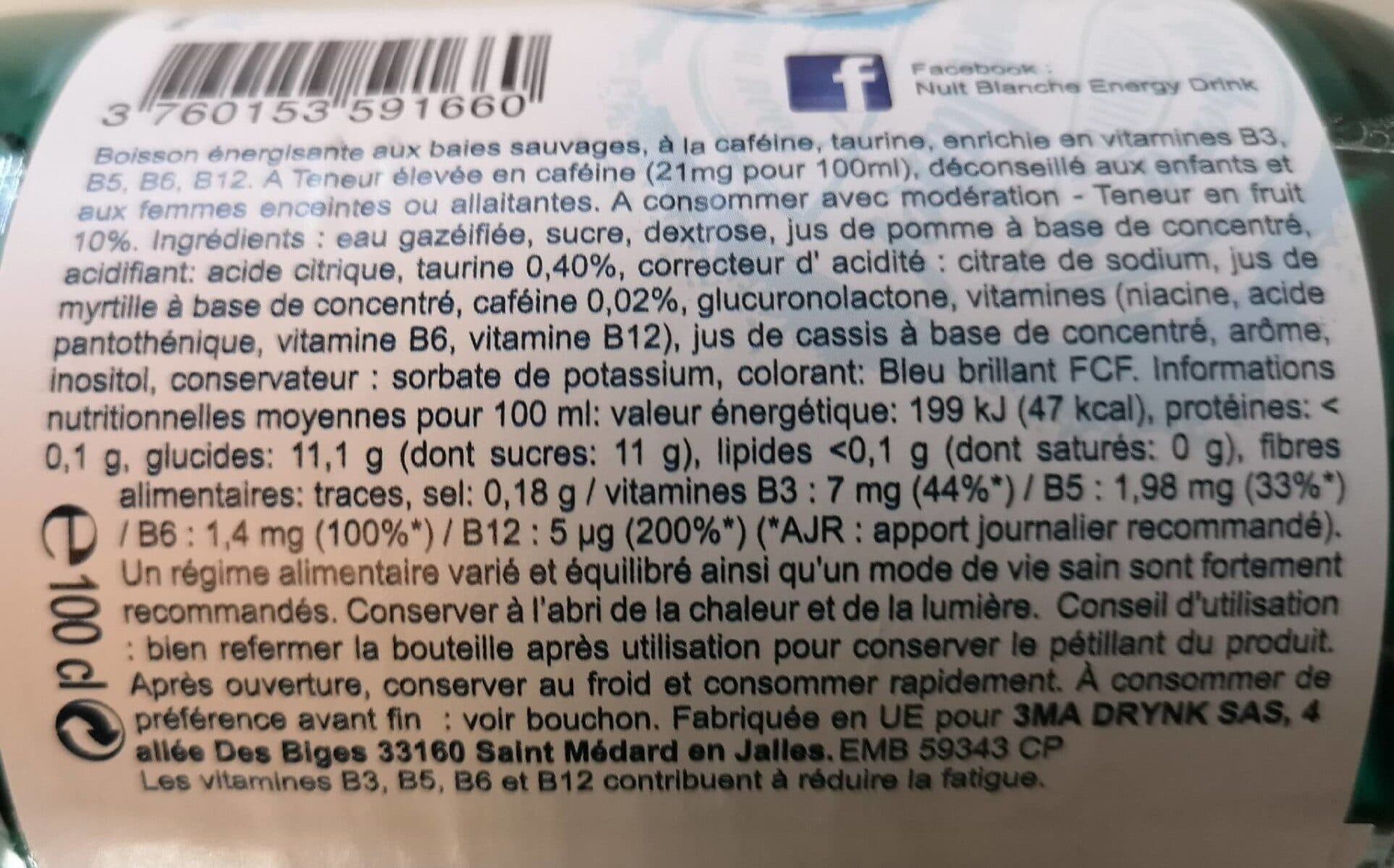 Open Food Facts Nuit Blanche Energy drink packshot