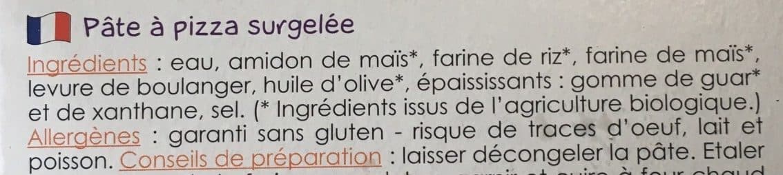 Open Food Facts Pate a Pizza Surgelee Sans Gluten packshot
