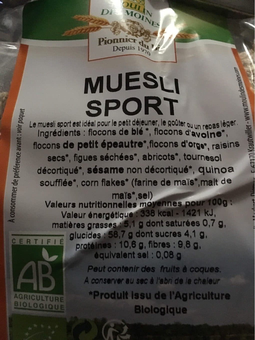Moulin Des Moines Muesli sport packshot