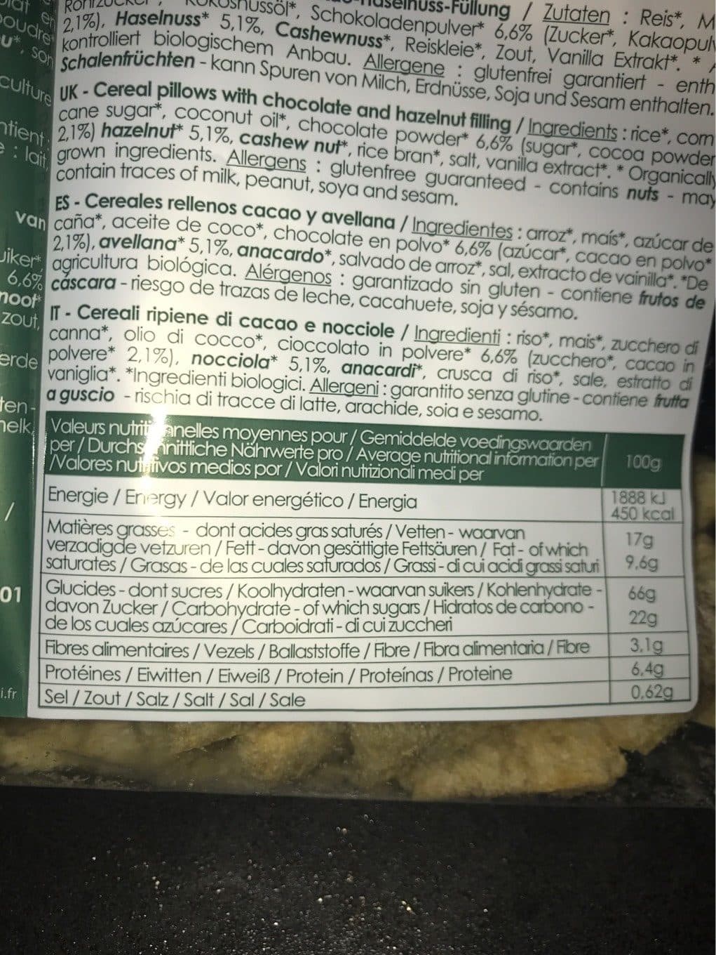 NATURE & CIE Céréales fourrées cacao et noisette packshot