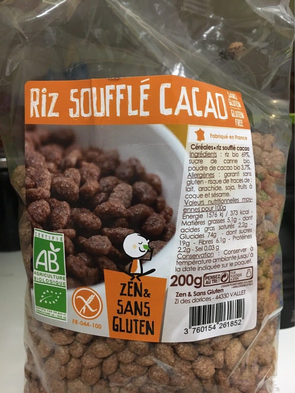 Zen & Sans Gluten Riz soufflé cacao packshot
