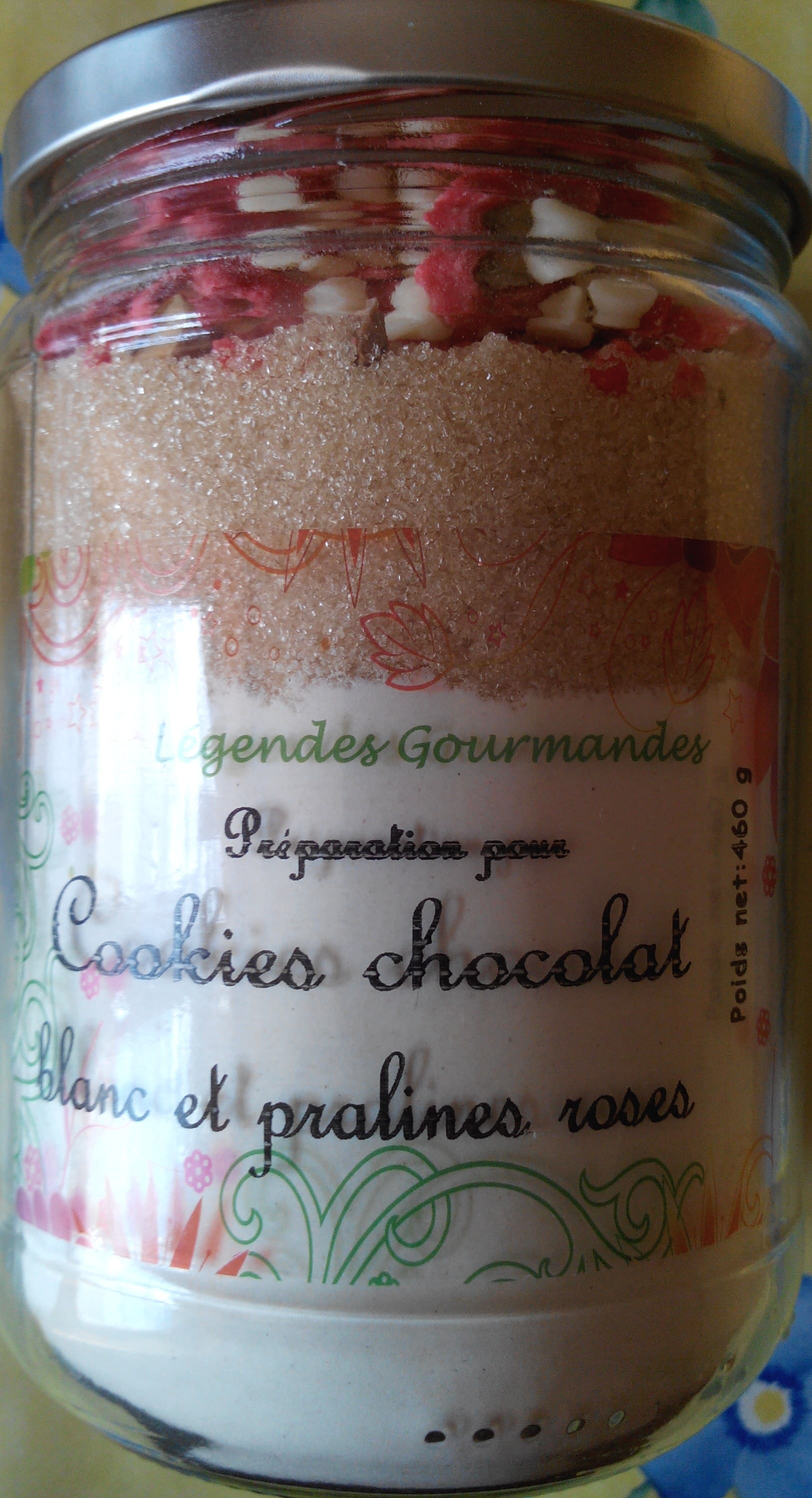 Légendes Gourmandes Préparation pour cookies chocolat blanc et pralines roses packshot
