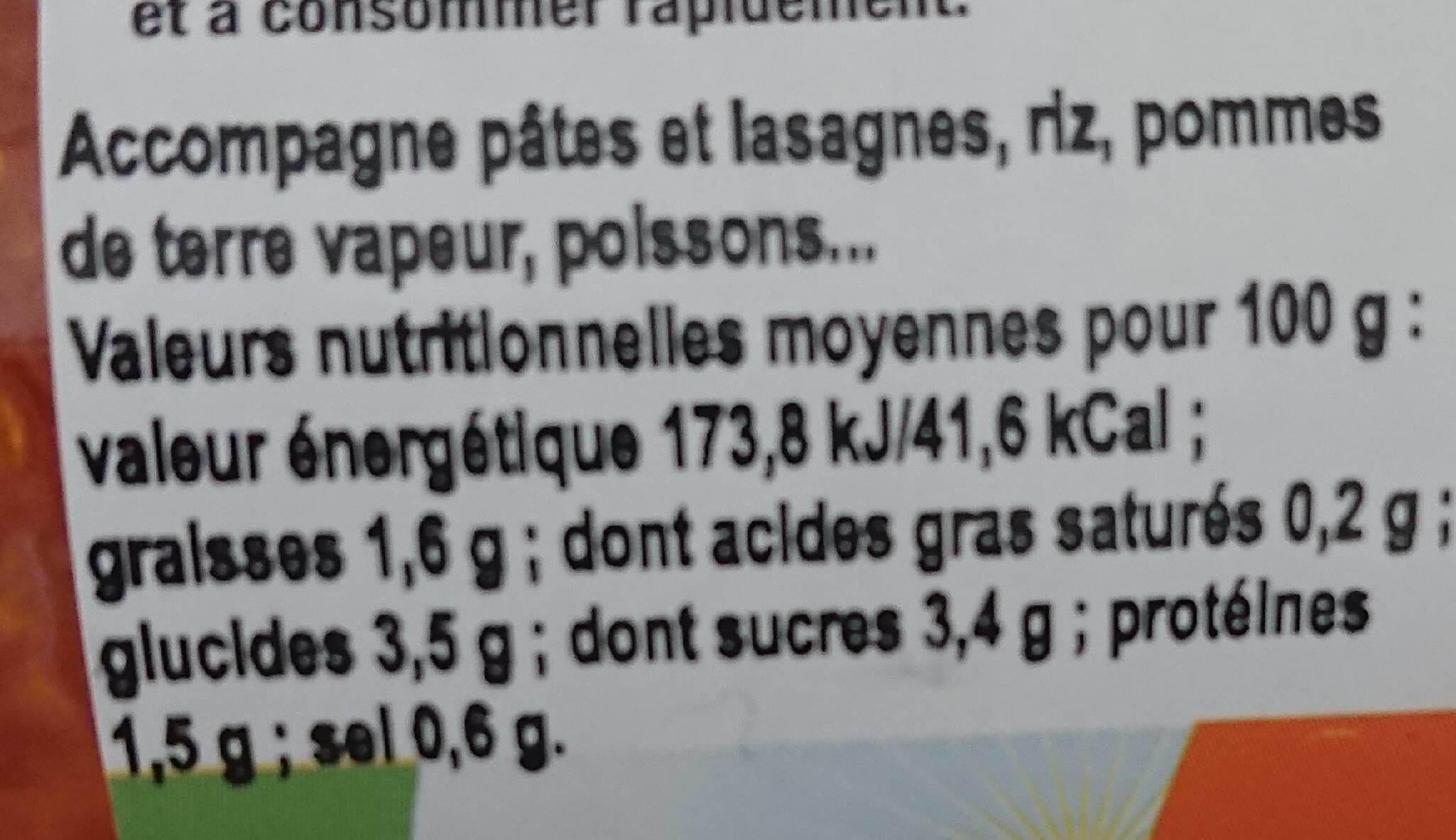 Les délices du Maraicher Sauce Tomates Aux Poivrons packshot
