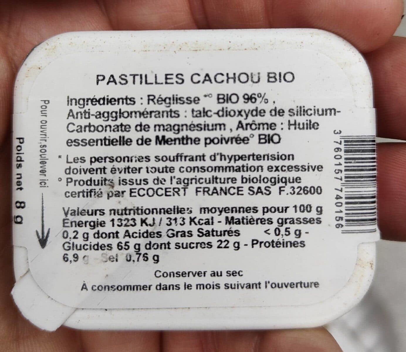 Rendez Vous Confiserie Pastilles Le Cachou Bio Sans Sucre Ajoute 12G packshot