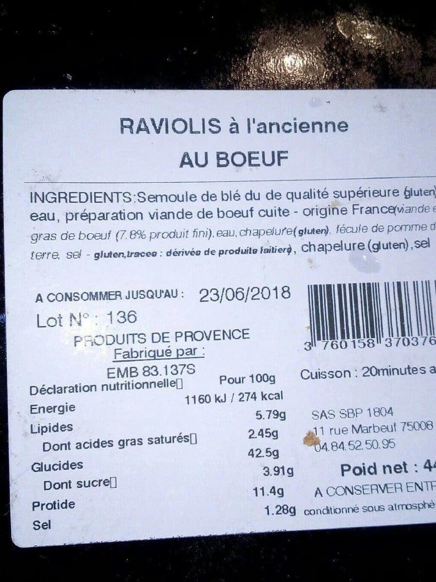 Open Food Facts Raviolis a l'ancienne au boeuf packshot