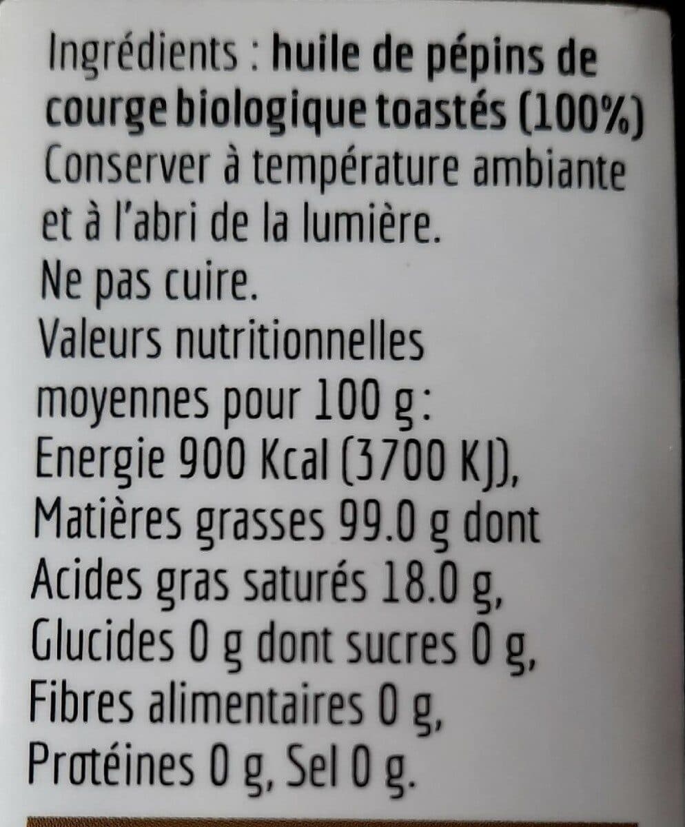 Open Food Facts Huile de pépins de courge toastés packshot