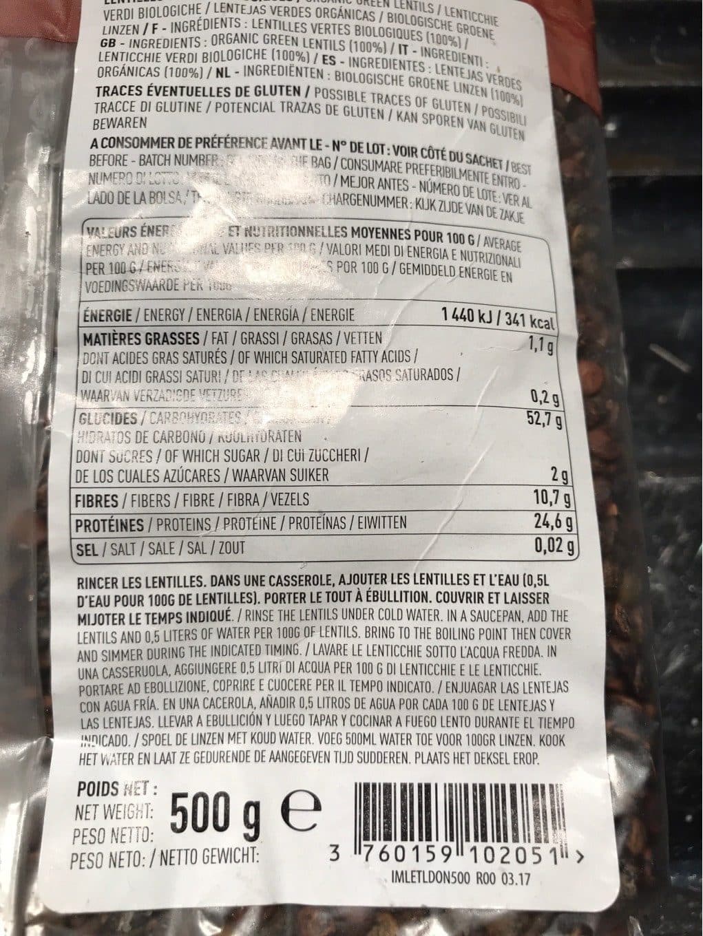 Moissons De La Terre Lentilles vertes bio packshot
