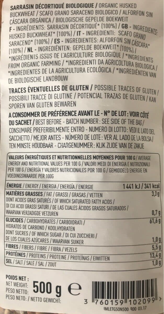 Moissons De La Terre Sarrasin decortiqué bio packshot