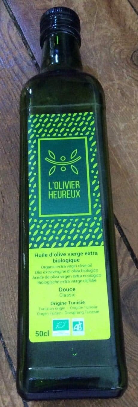 L'Olivier Heureux Huile d'olive vierge extra bio douce Tunisie packshot