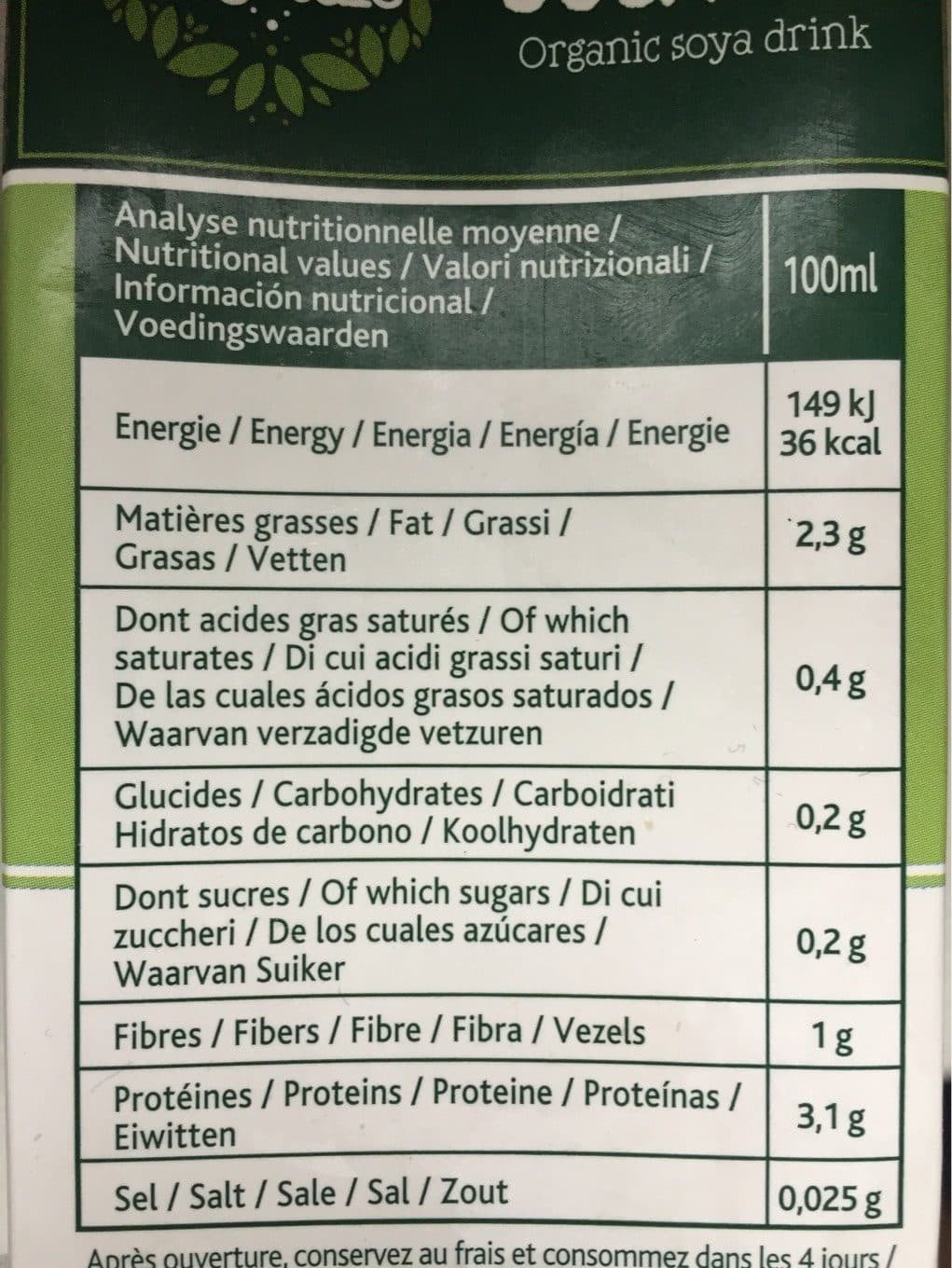 Source vegetale Boisson au Soja Bio packshot