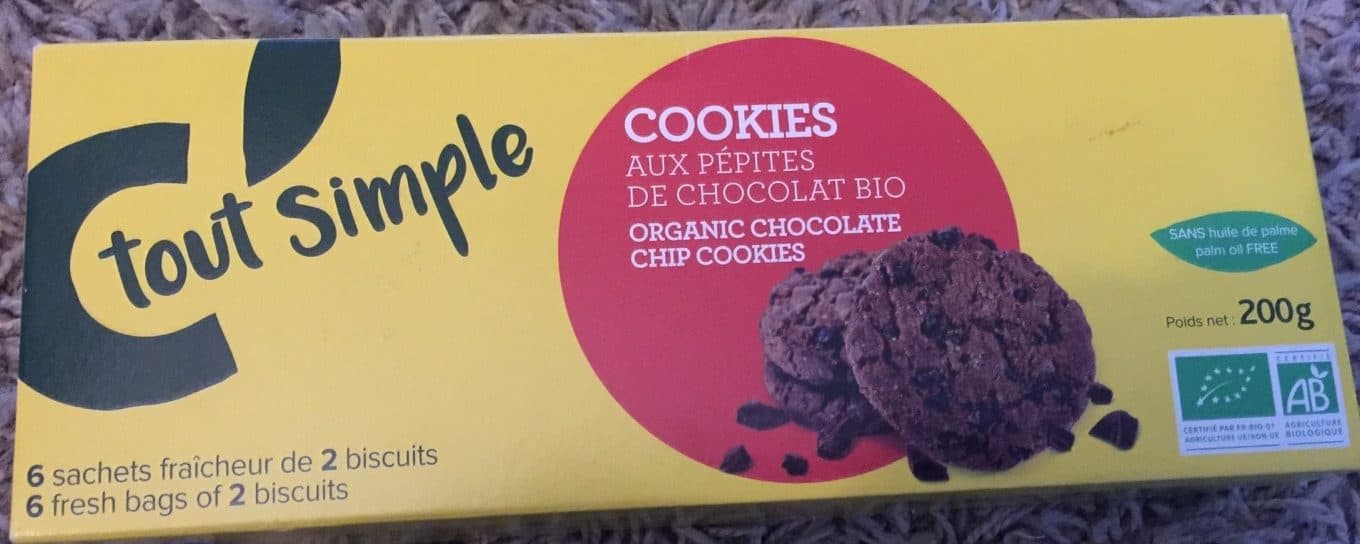 C' Tout Simple Cookies bio aux pépites de chocolat packshot