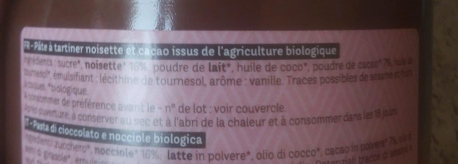 Open Food Facts Pate a tartiner Bio Noisette&Cacao packshot