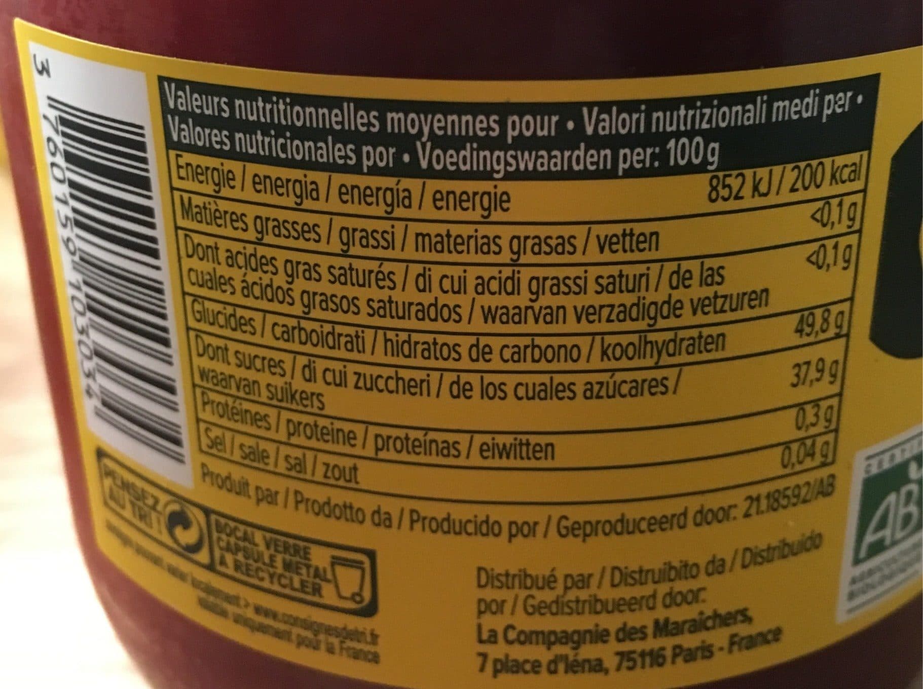 C' TOUT SIMPLE Confiture bio extra fraise packshot