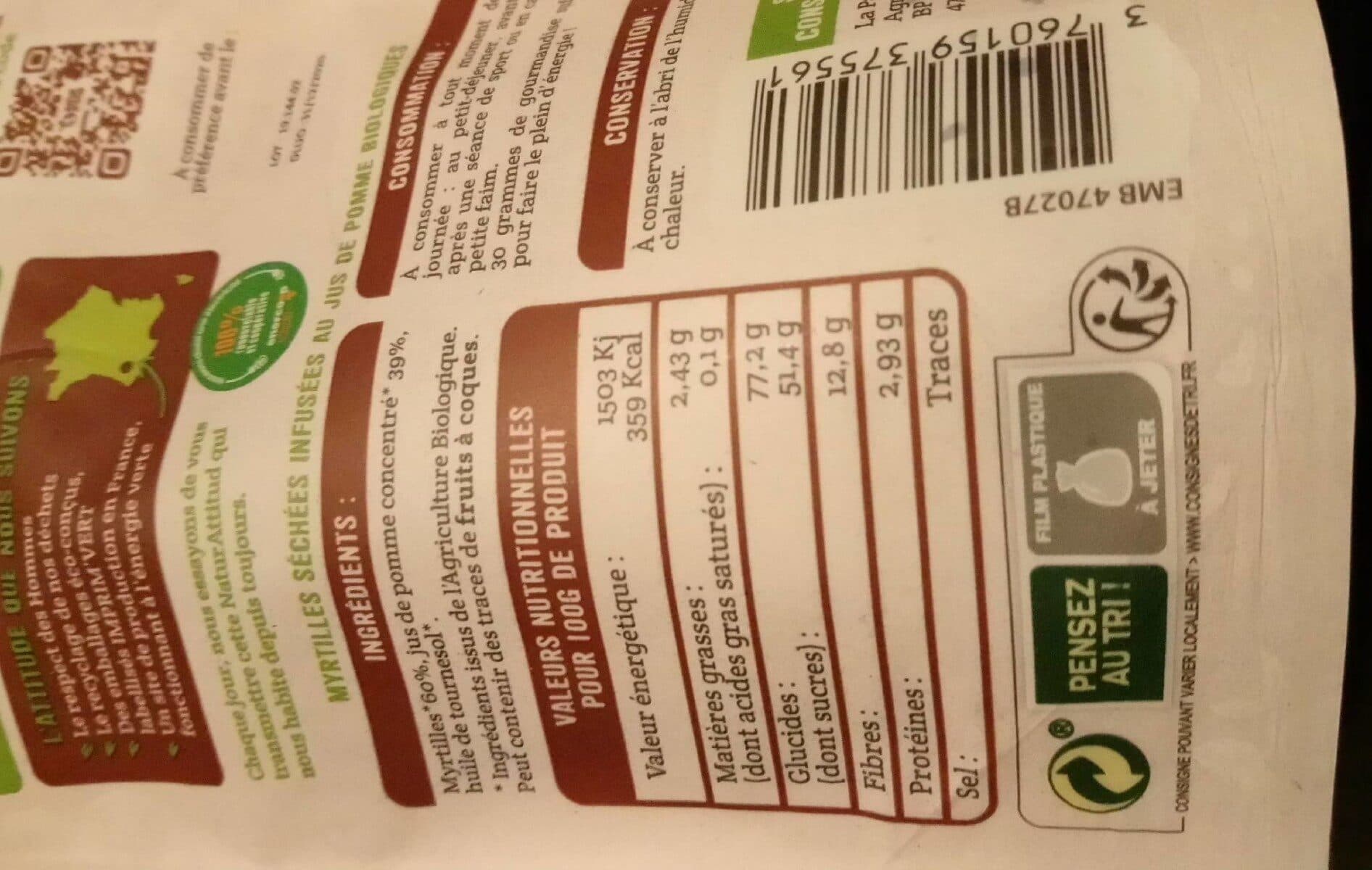 NaturAttitud Myrtilles Sechees Bio* packshot