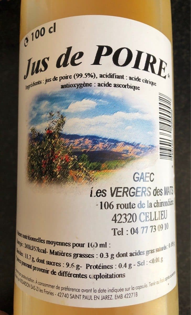 Open Food Facts Jus de POIRE packshot