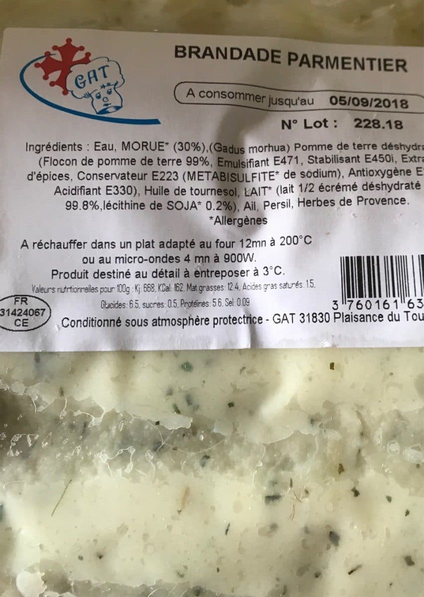 Open Food Facts Brandade parlentier packshot
