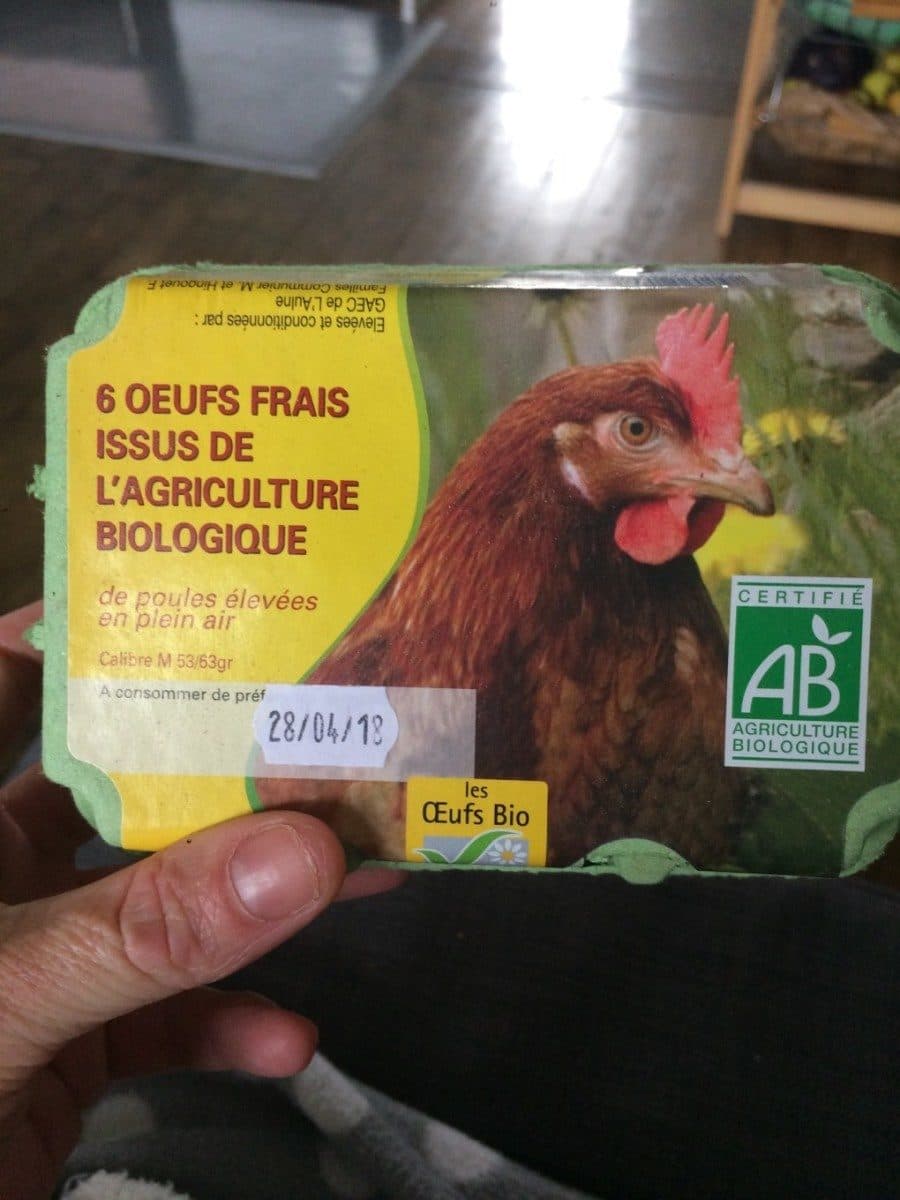 les Œufs Bio du Val d'Ille 6 œufs frais issus de l'agriculture biologique de poules élevées en plein air packshot