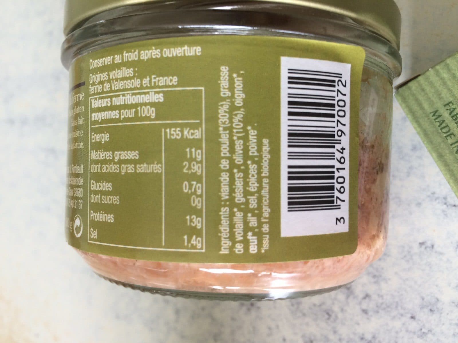 Open Food Facts Terrine pure volaille aux olives packshot