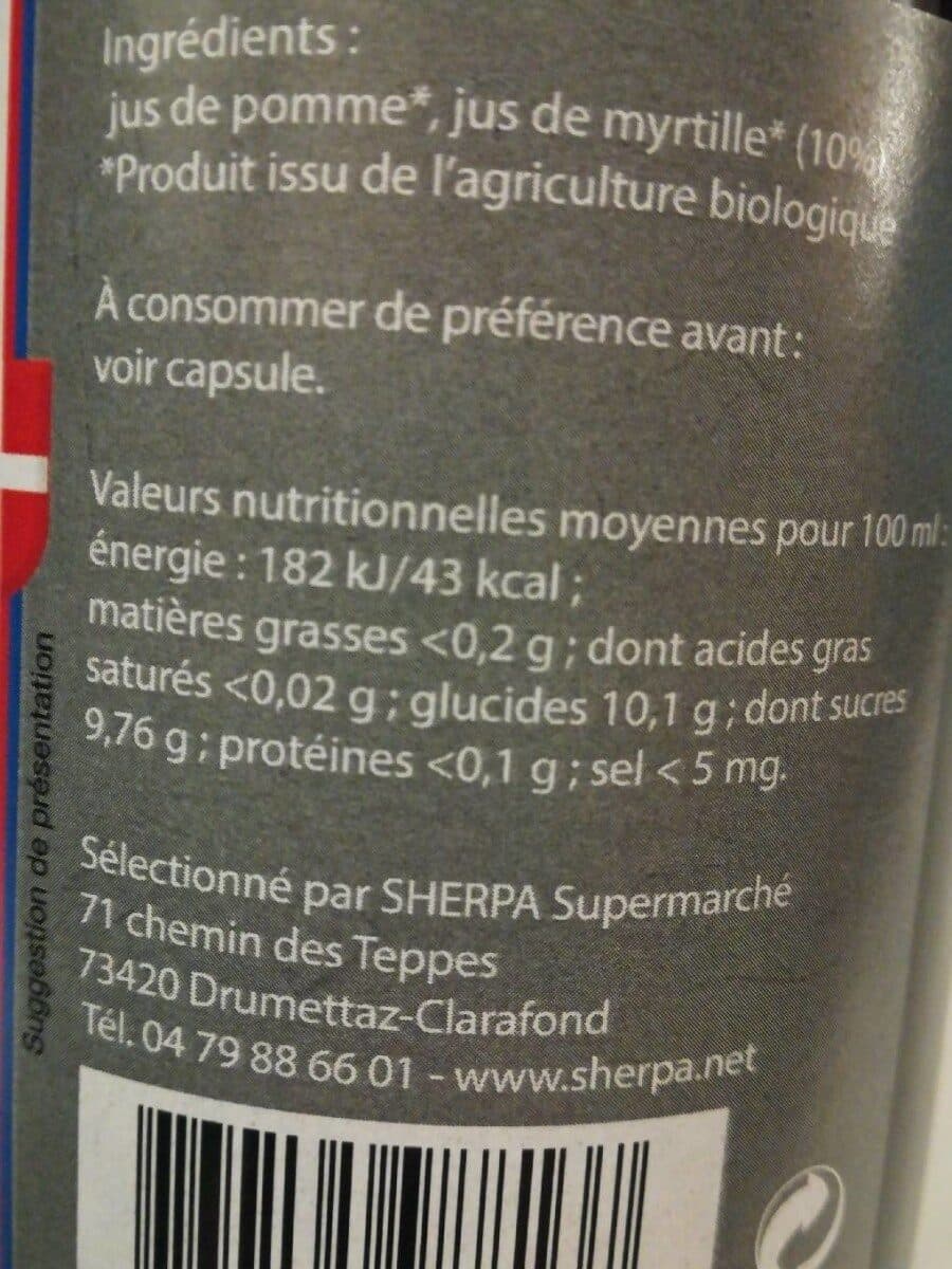 Terre de l'Alpe Pur Jus pomme myrtille packshot