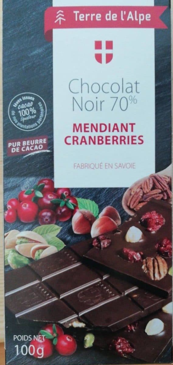 Terres de l'Alpe Chocolat Noir Mendiant Cranberries packshot