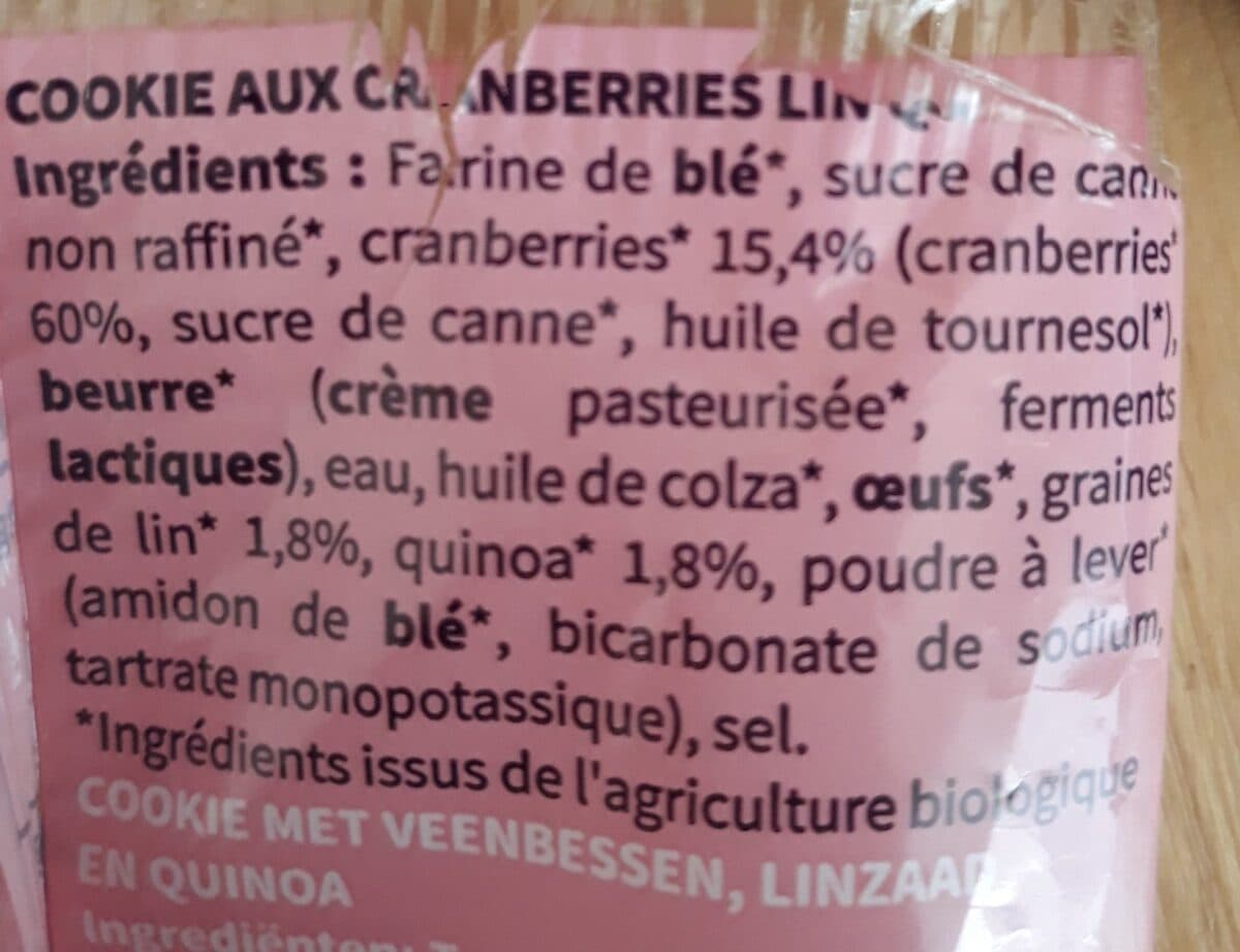 Open Food Facts Cookie au cranberries lin et quinoa packshot