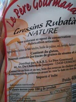 Le Père Gourmand Gressins rubatà nature packshot