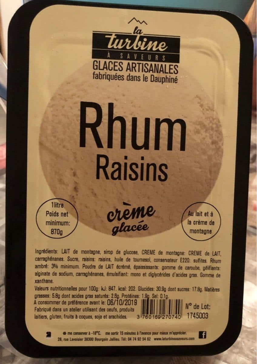La Turbine à Saveurs Crème Glacée Rhum Raisins packshot