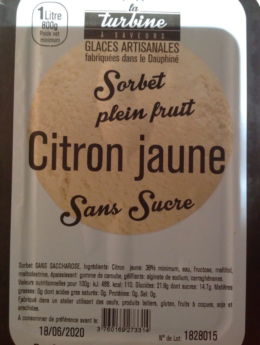 La Turbine à Saveurs Citron jaune - Sorbet plein fruit packshot