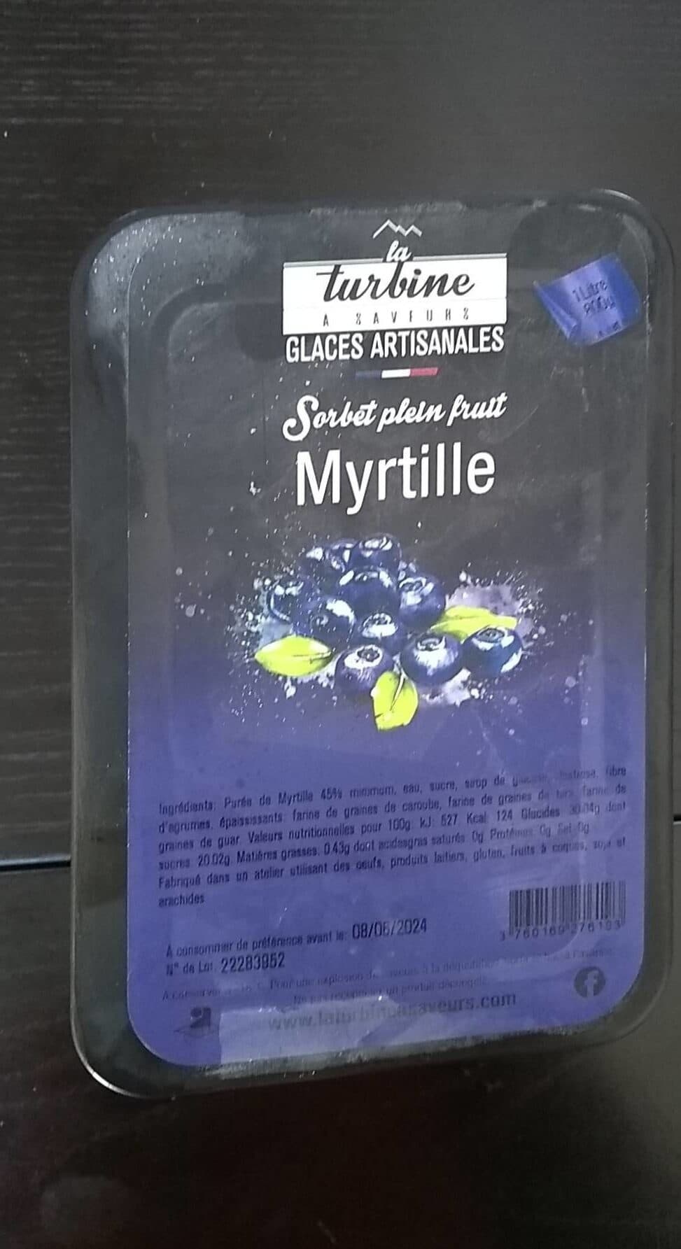 La Turbine à Saveurs Sorbet Myrtille packshot