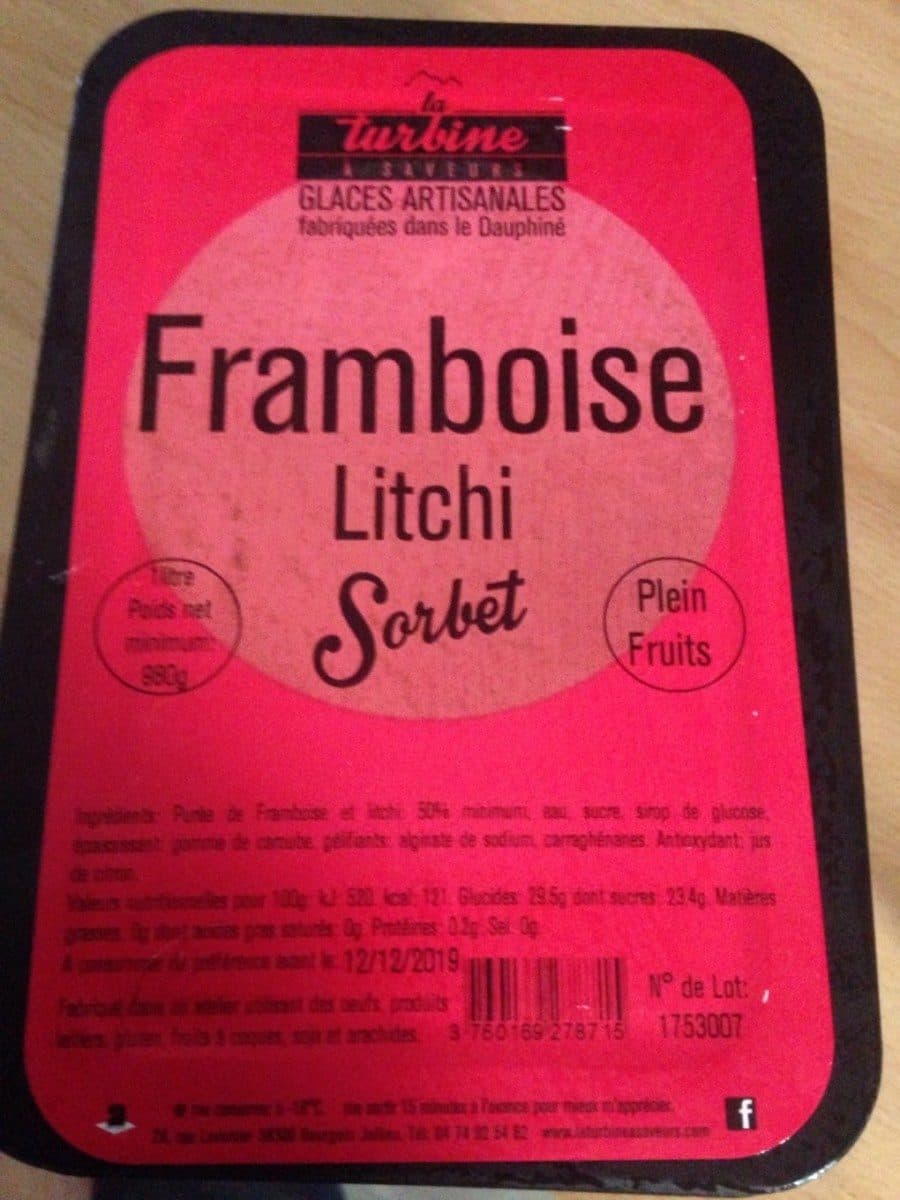 La Turbine à Saveurs Sorbet Litchi Framboise packshot