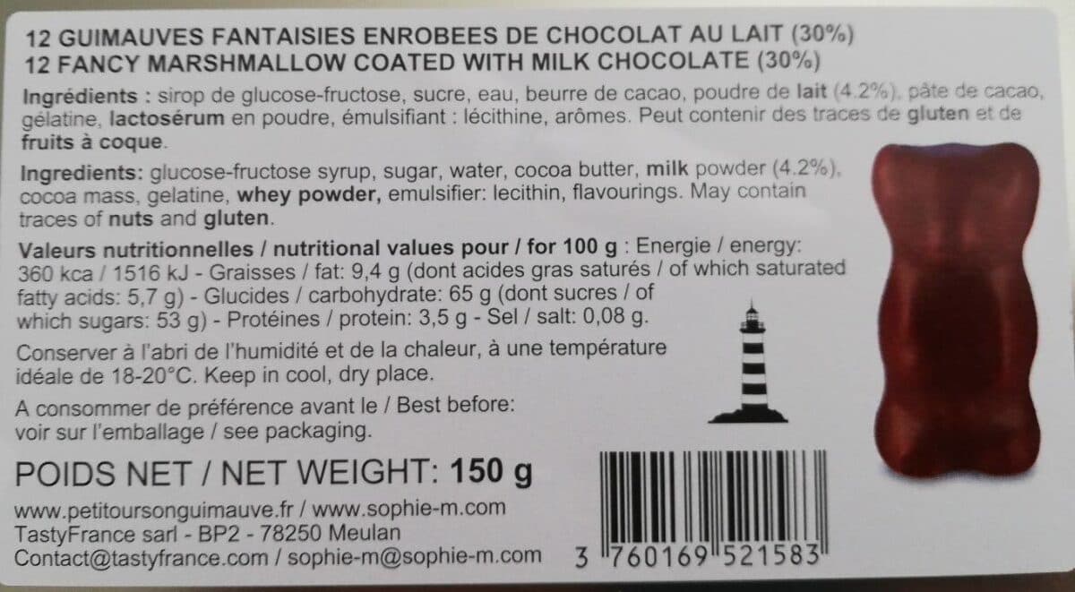 Open Food Facts Marshmallow coated with milk chocolate packshot