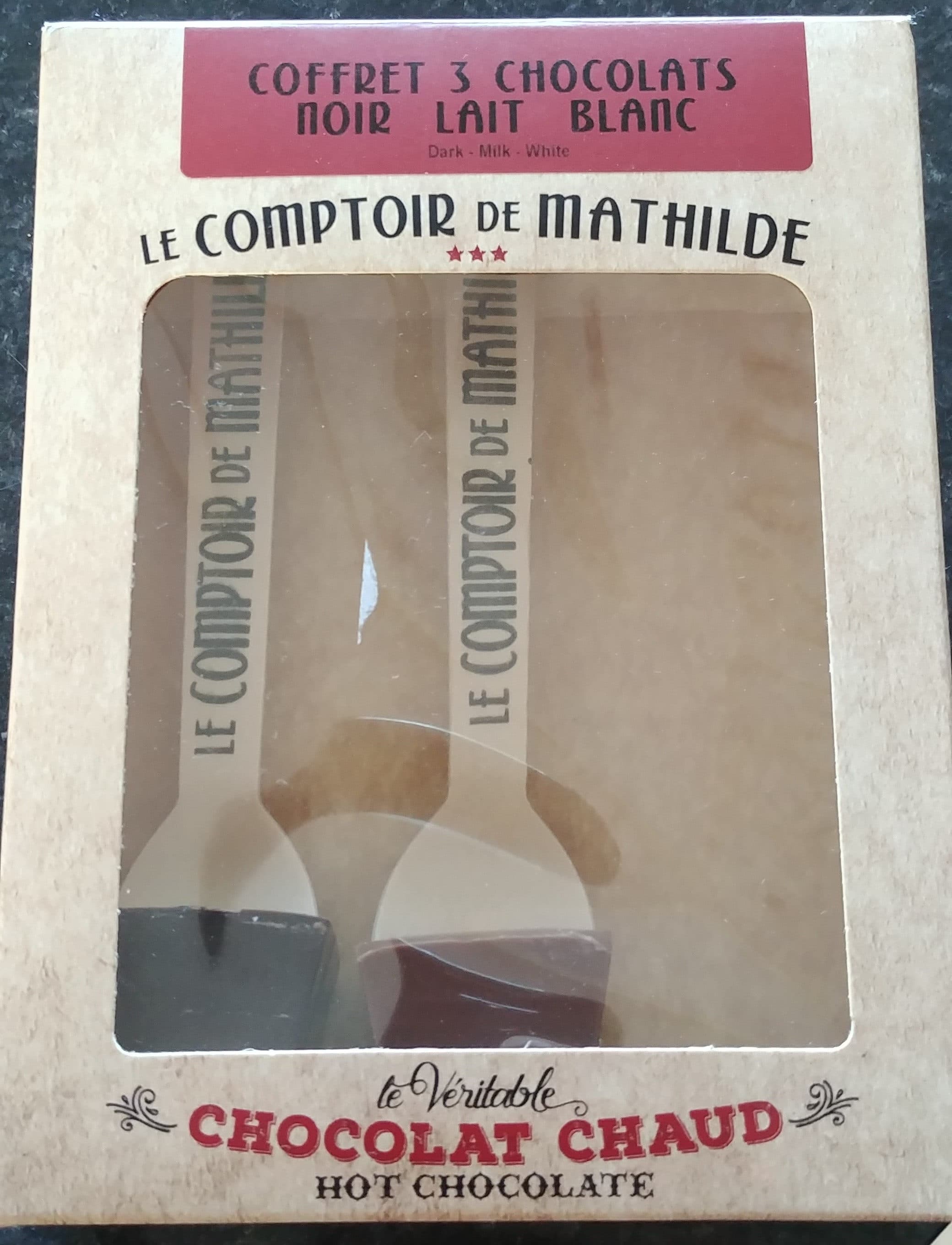 Le comptoir de mathilde Coffret 3 Chocolats Noir Lait Blanc packshot