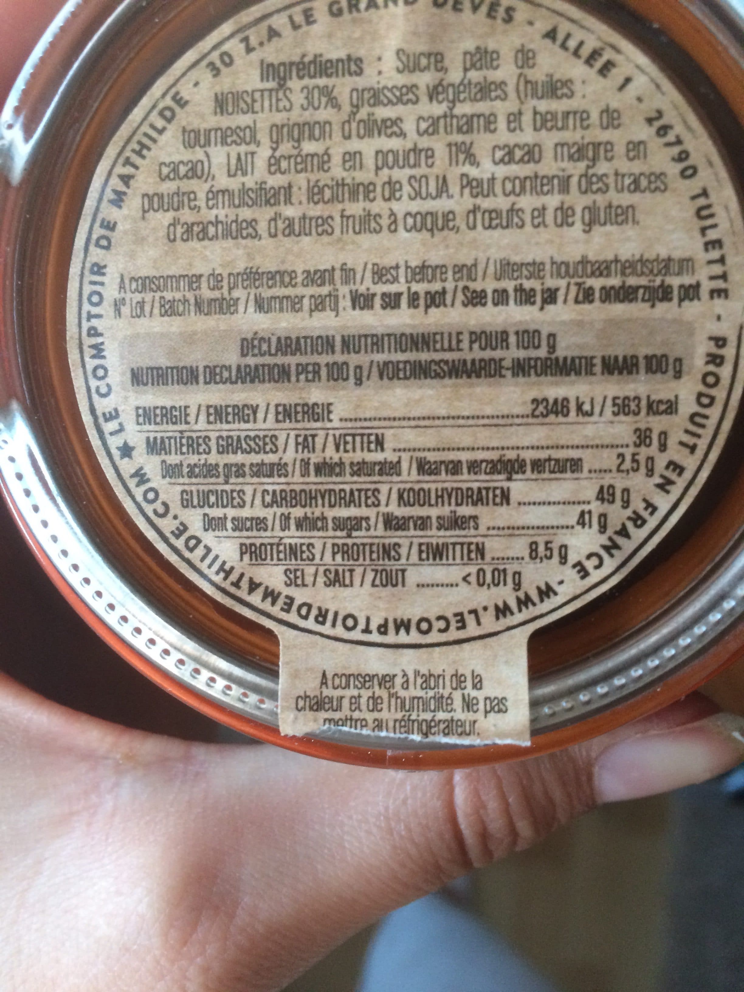 Le comptoir de mathilde Pâte à Tartiner Lait Noisette packshot